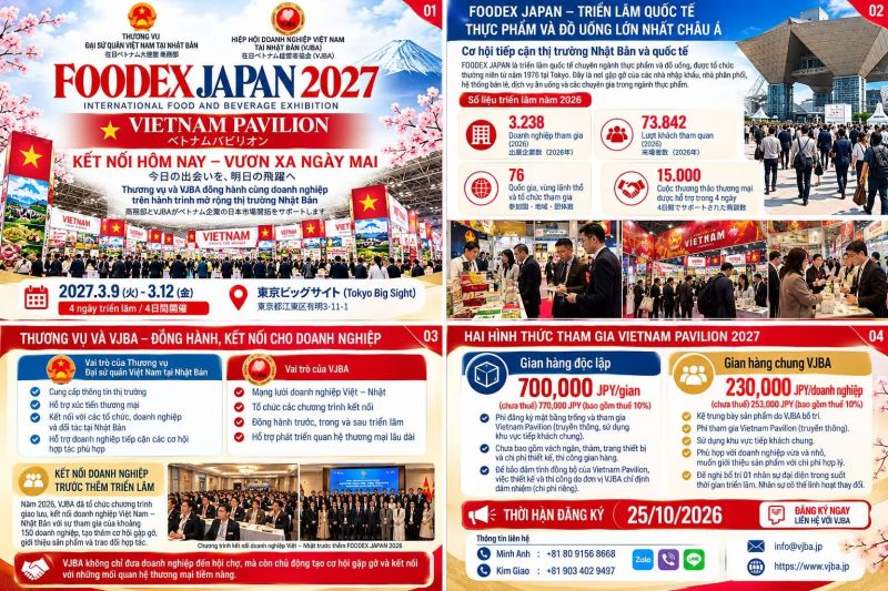 FOODEX JAPAN 2027 – CƠ HỘI KẾT NỐI VÀ MỞ RỘNG THỊ TRƯỜNG NHẬT BẢN CHO DOANH NGHIỆP VIỆT NAM